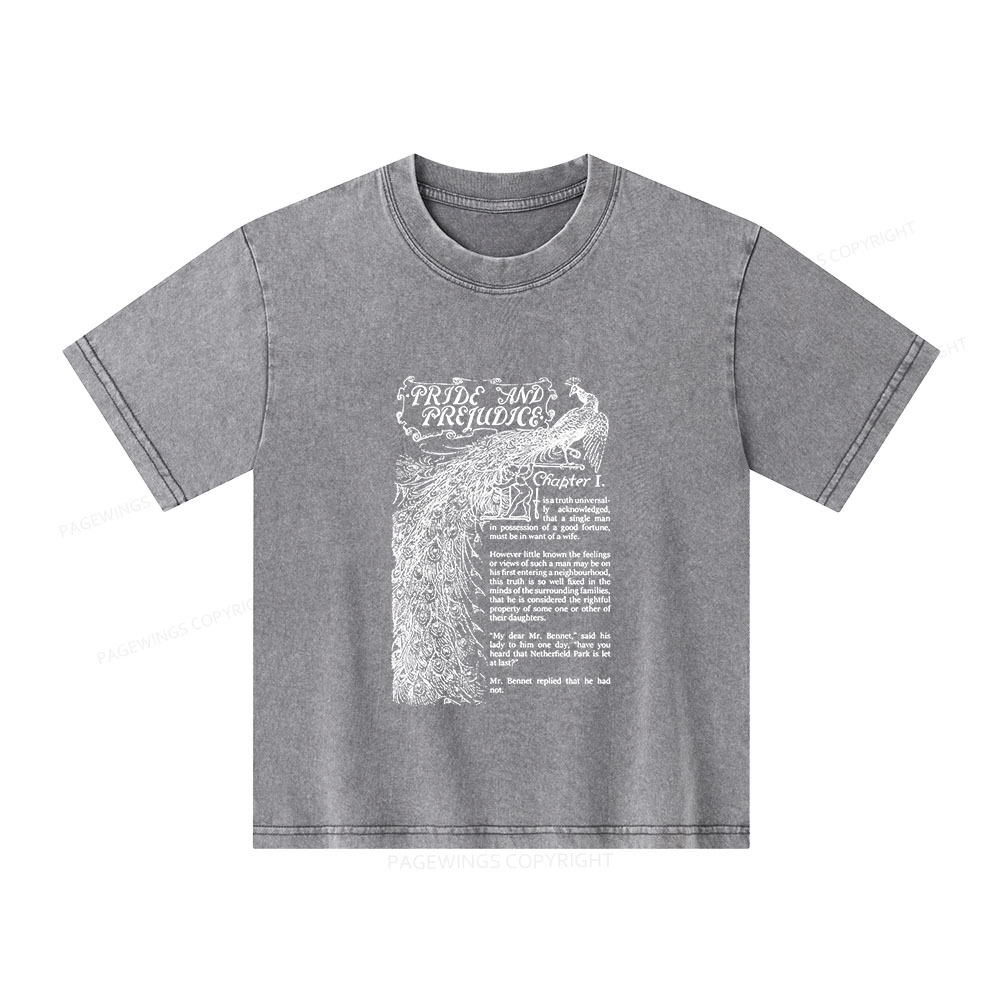 Pagewings Pride and Prejudice Unisex Kids Washed T-shirt
