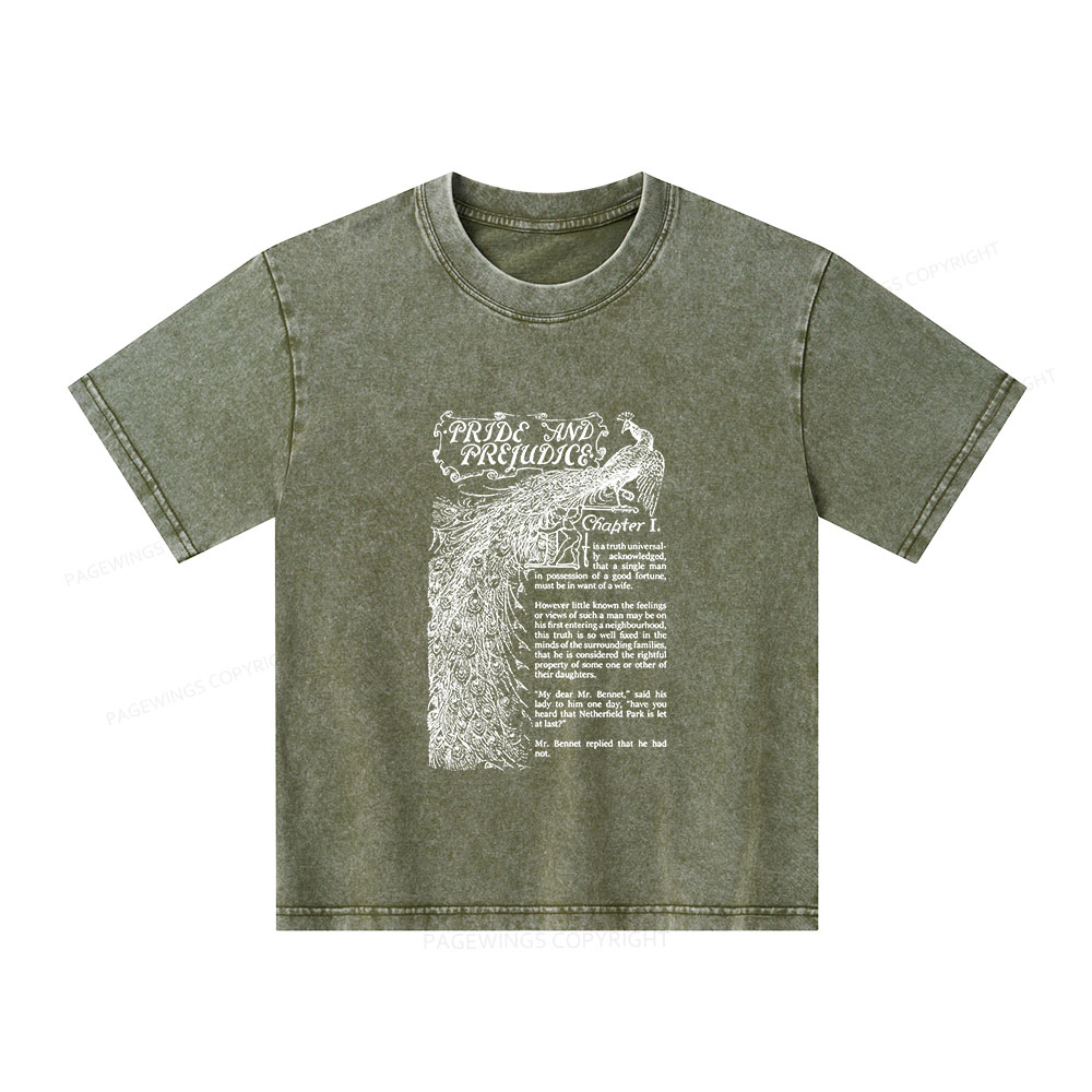 Pagewings Pride and Prejudice Unisex Kids Washed T-shirt