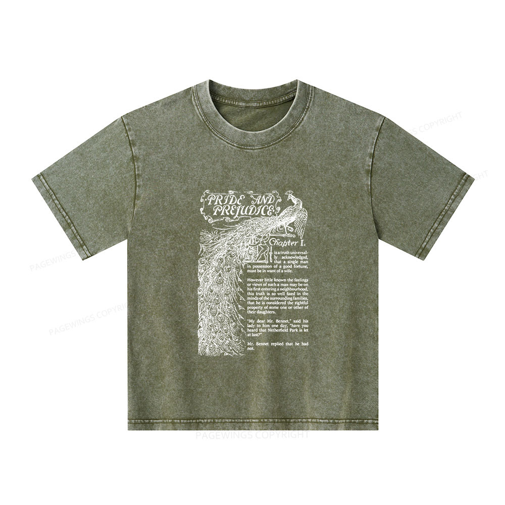Pagewings Pride and Prejudice Unisex Kids Washed T-shirt