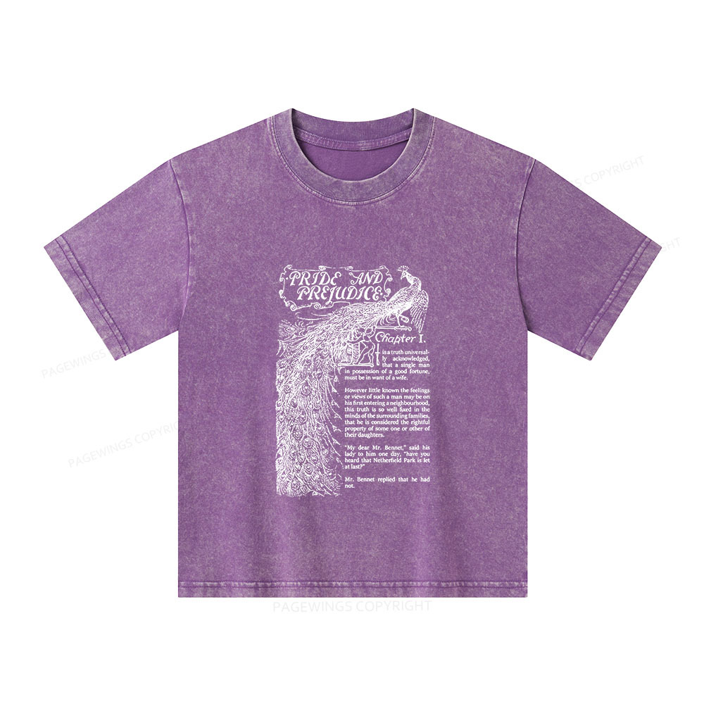 Pagewings Pride and Prejudice Unisex Kids Washed T-shirt