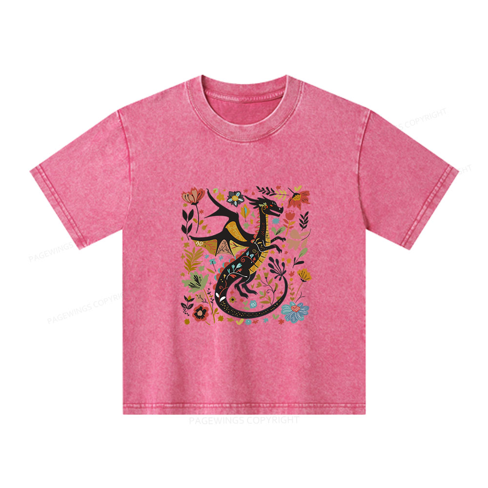 Pagewings Fantasy Reader Unisex Kids Washed T-shirt