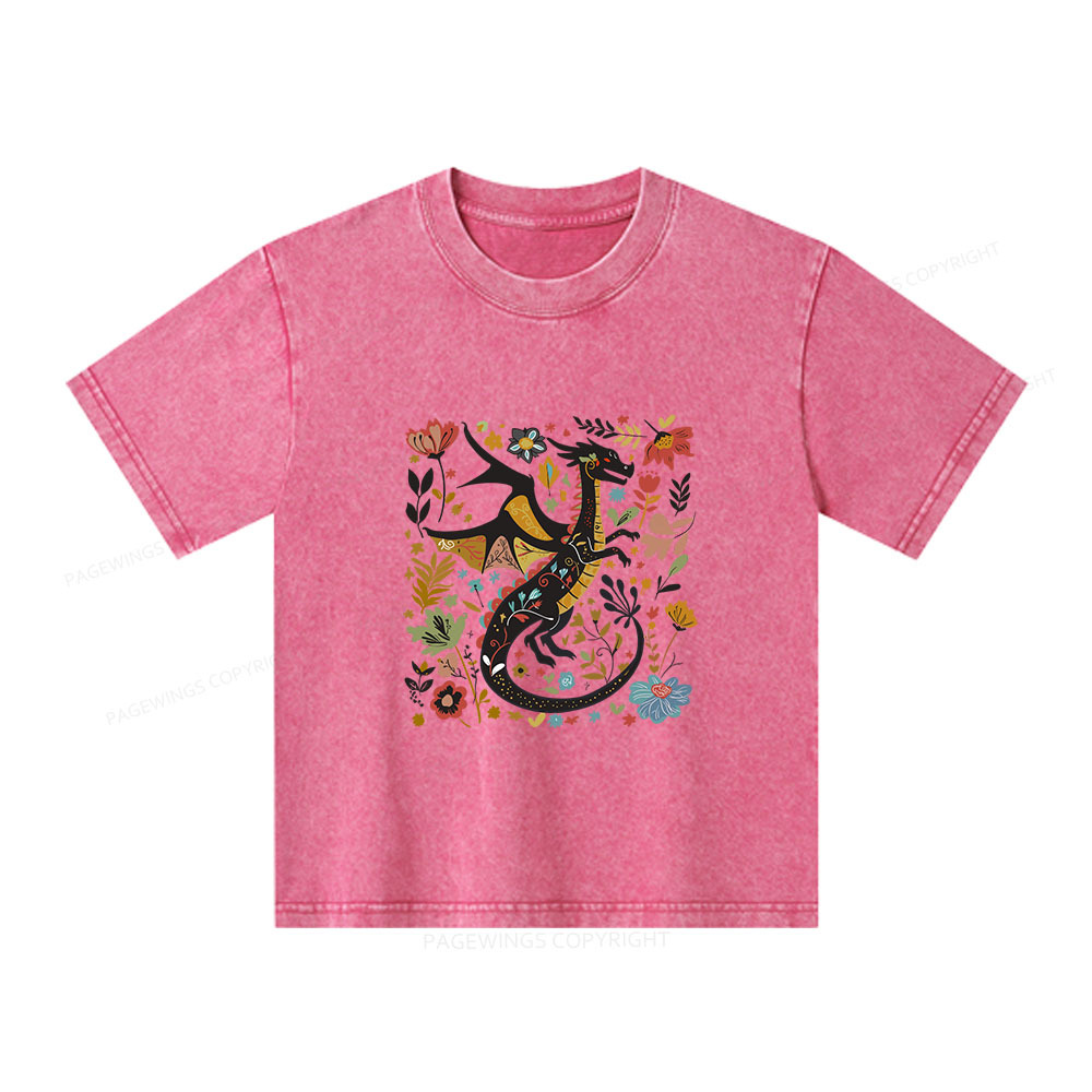 Pagewings Fantasy Reader Unisex Kids Washed T-shirt