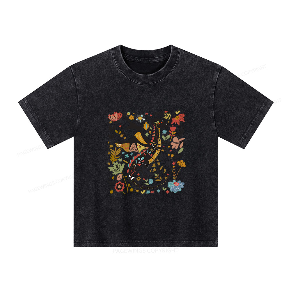 Pagewings Fantasy Reader Unisex Kids Washed T-shirt