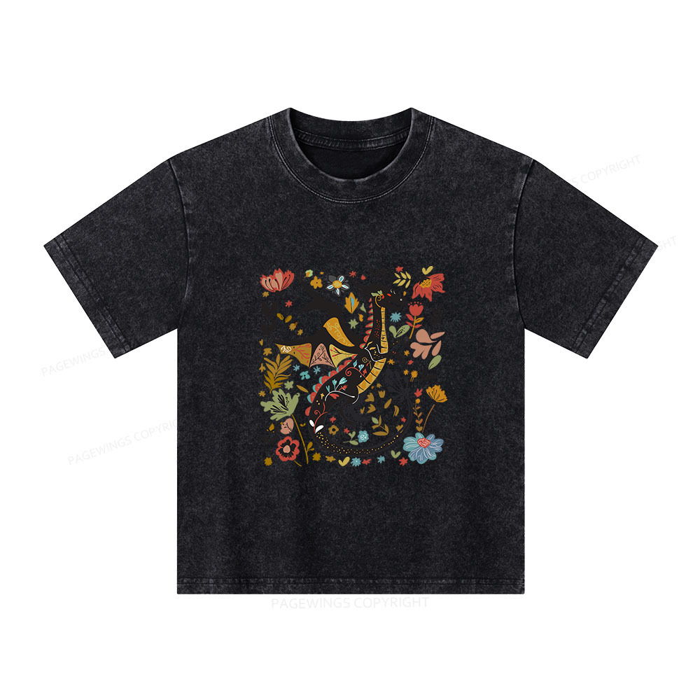 Pagewings Fantasy Reader Unisex Kids Washed T-shirt