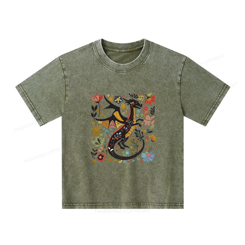 Pagewings Fantasy Reader Unisex Kids Washed T-shirt