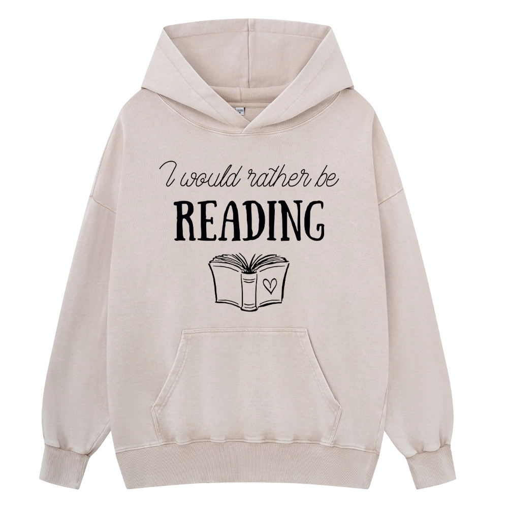 Pagewings I Would Rather Be Reading Unisex Washed Hoodie
