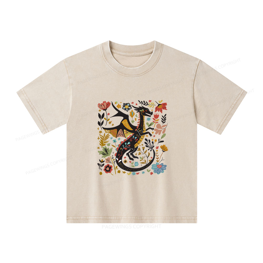 Pagewings Fantasy Reader Unisex Kids Washed T-shirt