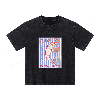 Pagewings Catch Me In The Library Unisex Kids Washed T-shirt