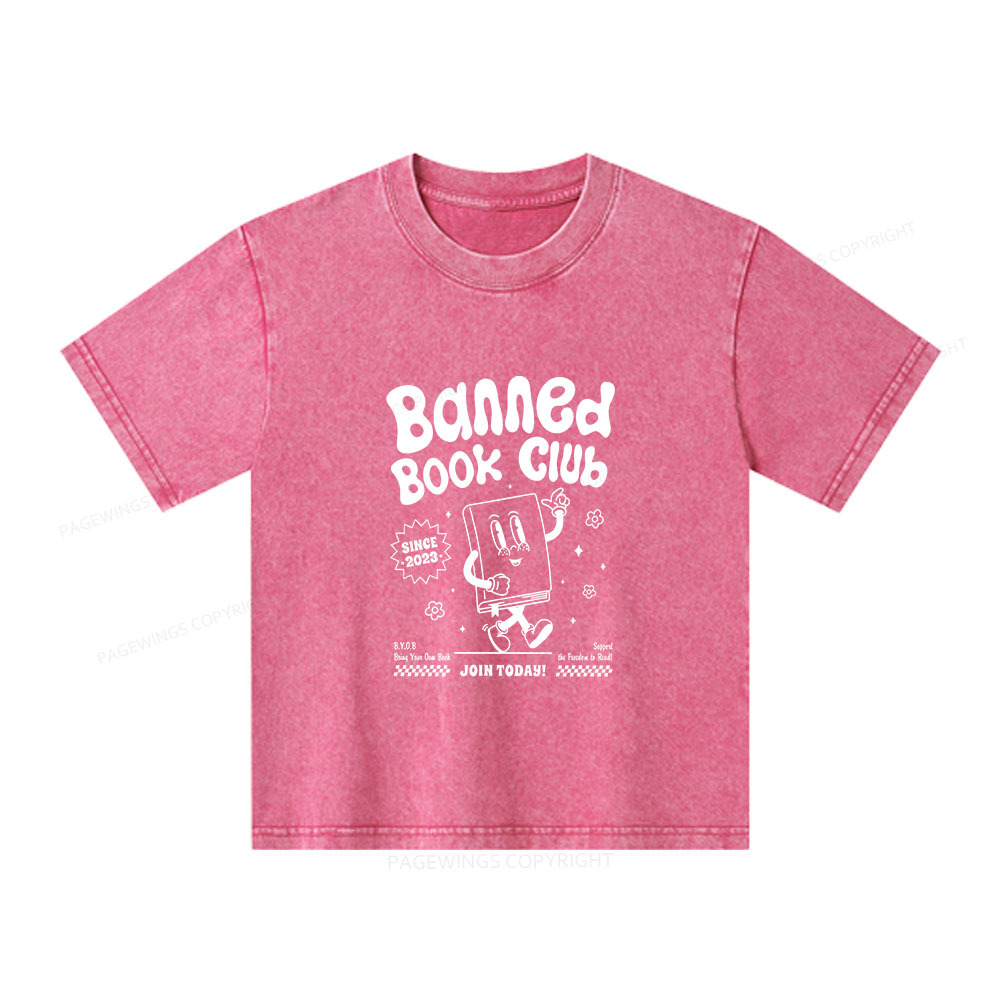 Pagewings Banned Book Club Unisex Kids Washed T-shirt