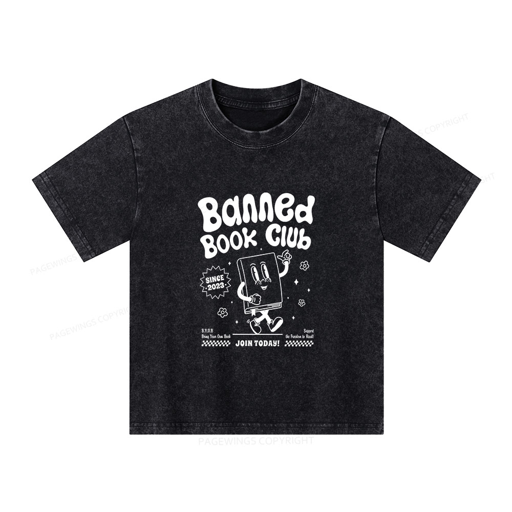 Pagewings Banned Book Club Unisex Kids Washed T-shirt