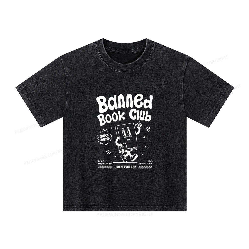 Pagewings Banned Book Club Unisex Kids Washed T-shirt