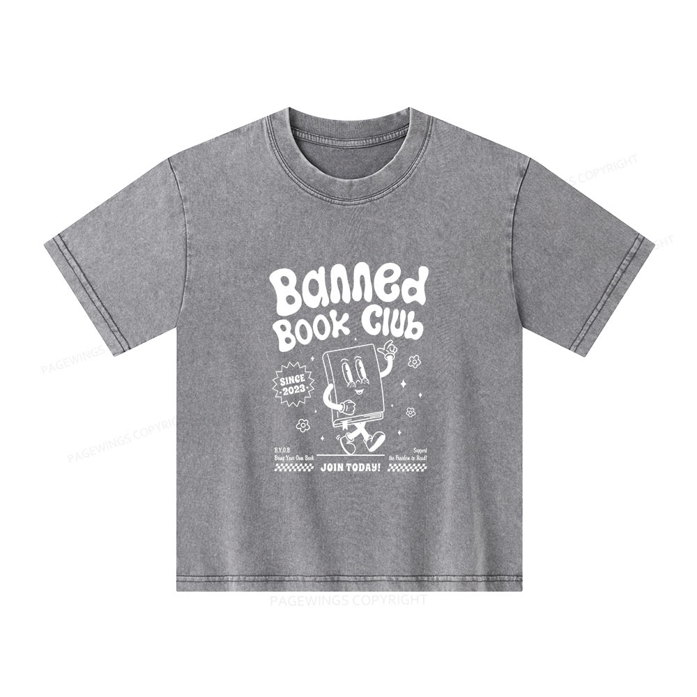 Pagewings Banned Book Club Unisex Kids Washed T-shirt