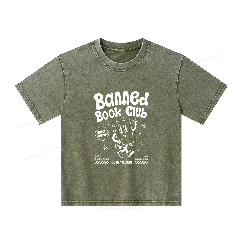 Pagewings Banned Book Club Unisex Kids Washed T-shirt
