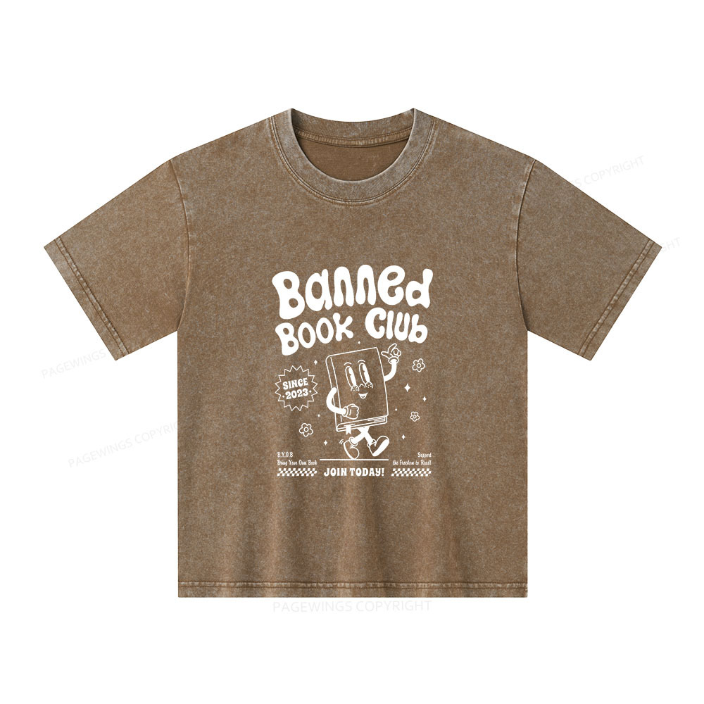 Pagewings Banned Book Club Unisex Kids Washed T-shirt
