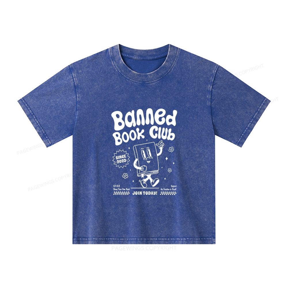 Pagewings Banned Book Club Unisex Kids Washed T-shirt