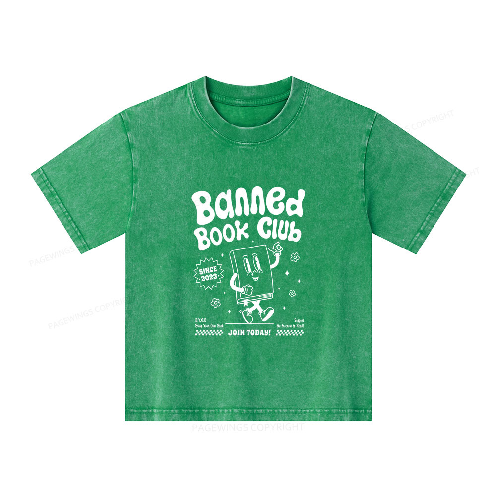 Pagewings Banned Book Club Unisex Kids Washed T-shirt