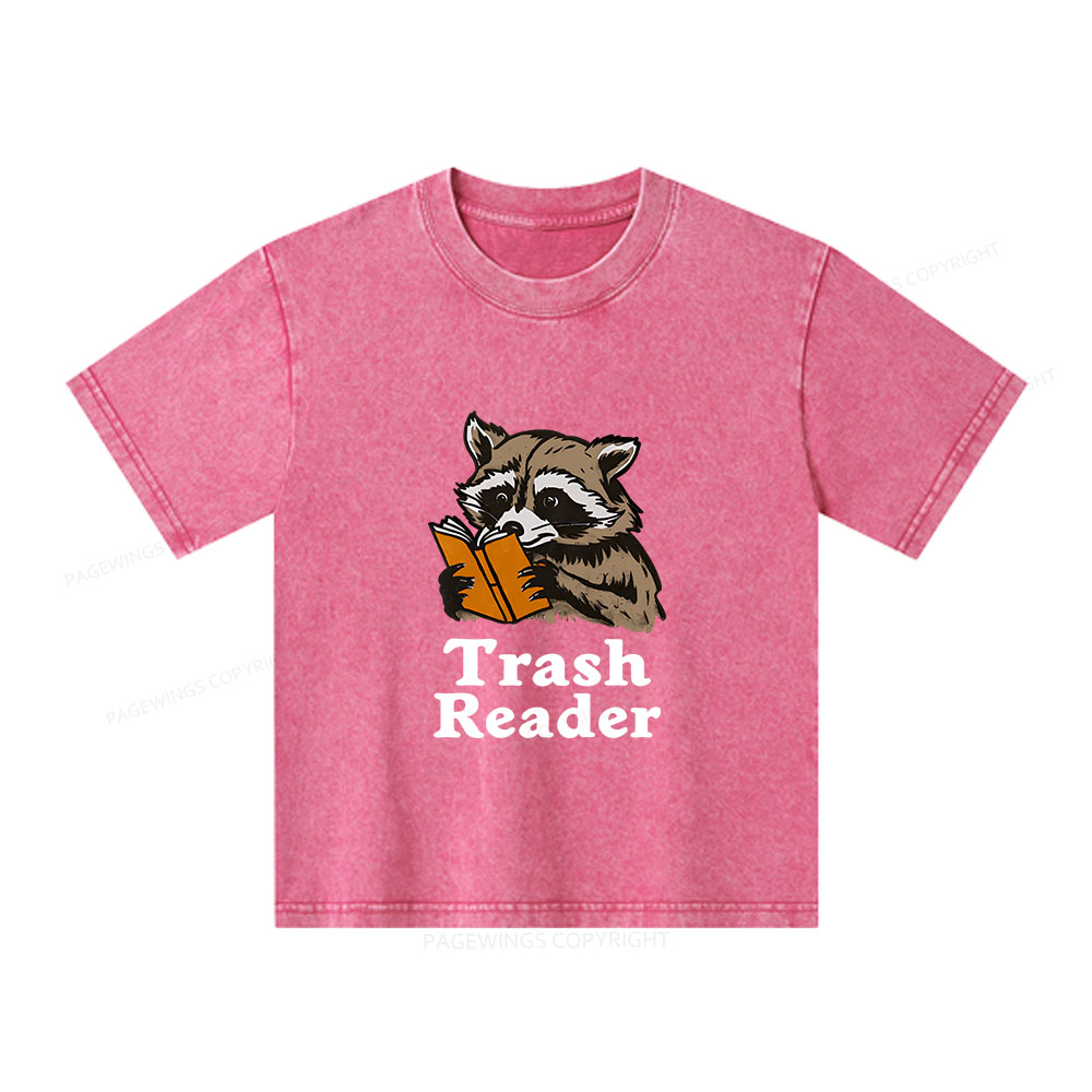 Pagewings Trash Reader Unisex Kids Washed T-shirt