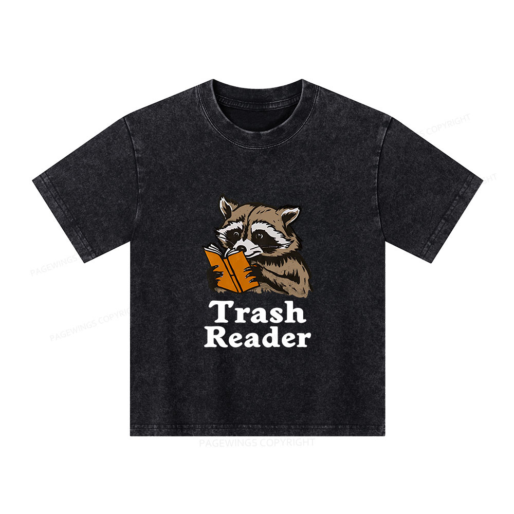 Pagewings Trash Reader Unisex Kids Washed T-shirt