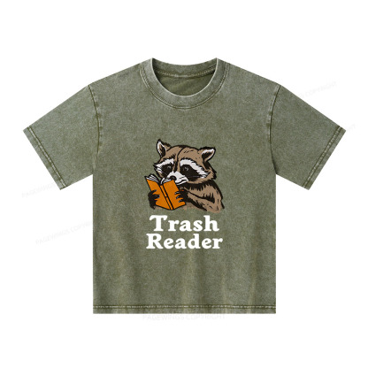 Pagewings Trash Reader Unisex Kids Washed T-shirt