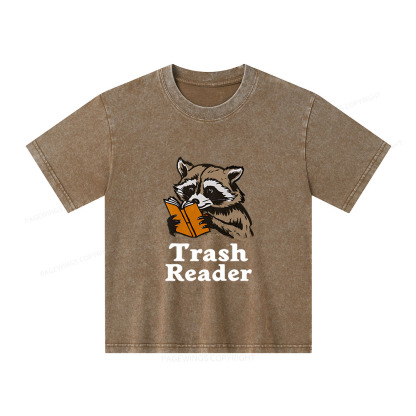 Pagewings Trash Reader Unisex Kids Washed T-shirt