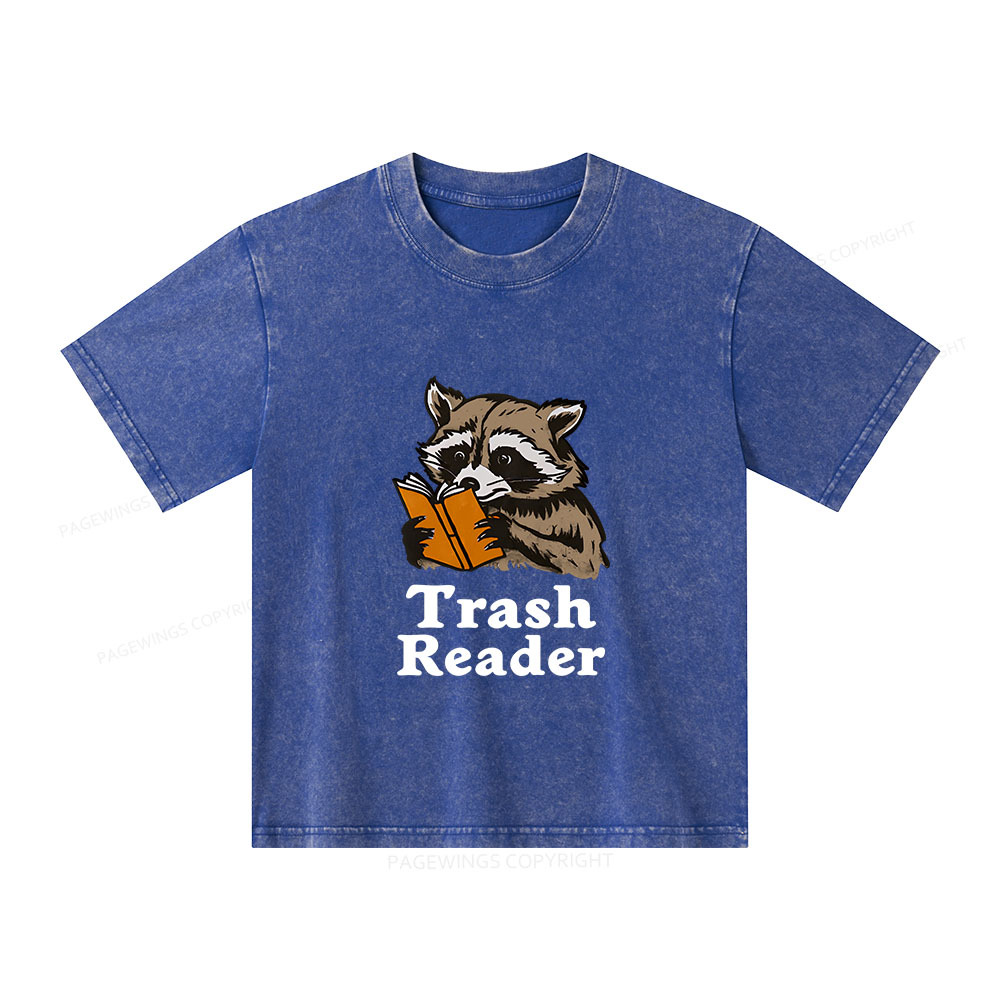 Pagewings Trash Reader Unisex Kids Washed T-shirt