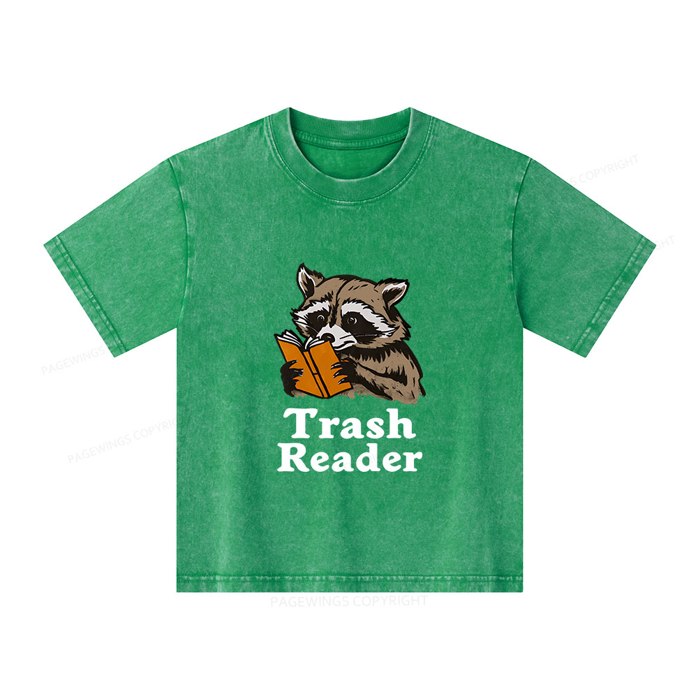 Pagewings Trash Reader Unisex Kids Washed T-shirt