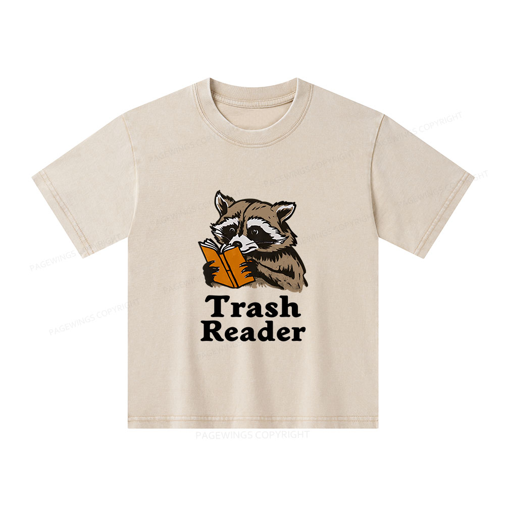 Pagewings Trash Reader Unisex Kids Washed T-shirt