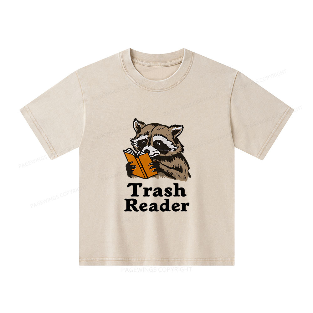 Pagewings Trash Reader Unisex Kids Washed T-shirt