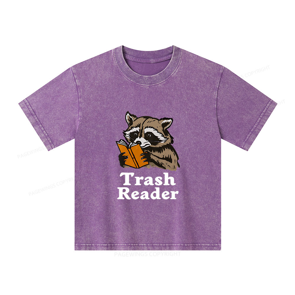 Pagewings Trash Reader Unisex Kids Washed T-shirt