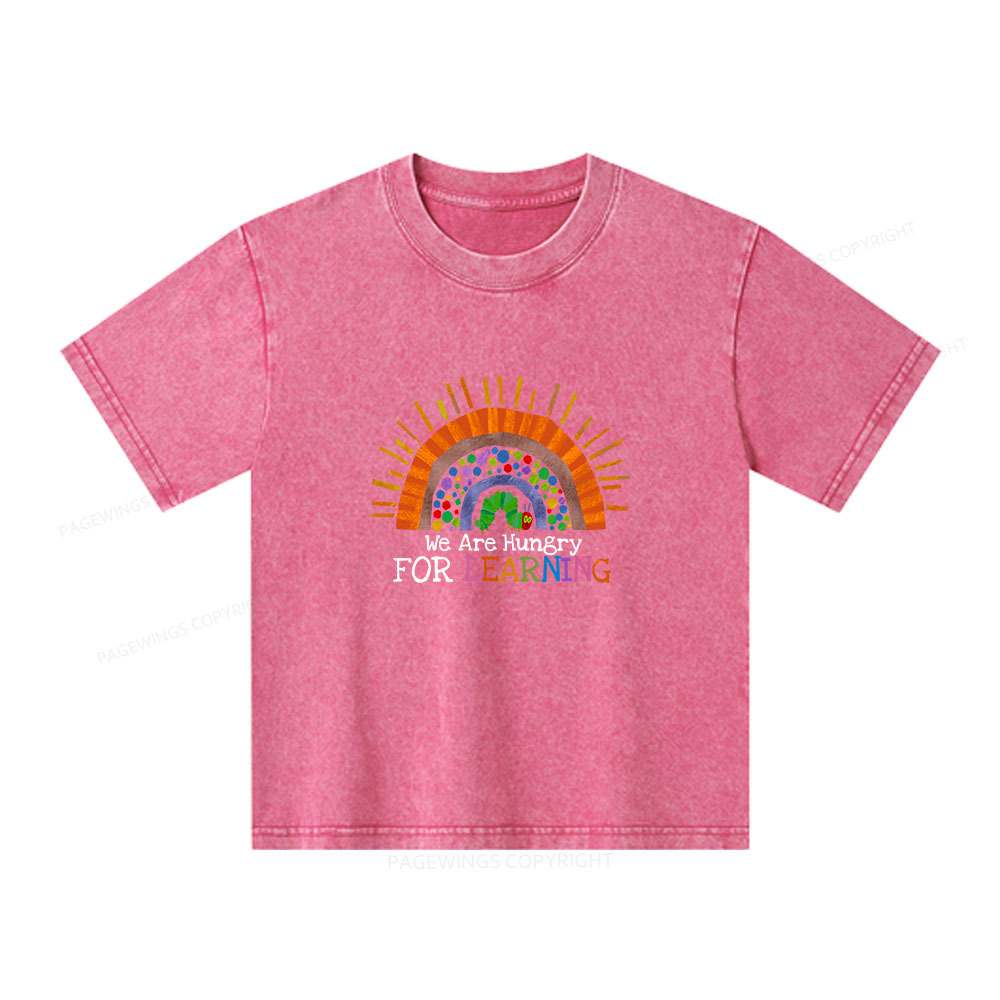 Pagewings We Are Hungry For Learning Unisex Kids Washed T-shirt