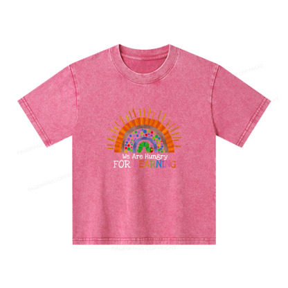 Pagewings We Are Hungry For Learning Unisex Kids Washed T-shirt