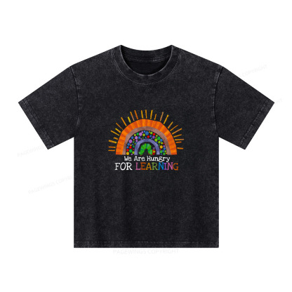 Pagewings We Are Hungry For Learning Unisex Kids Washed T-shirt