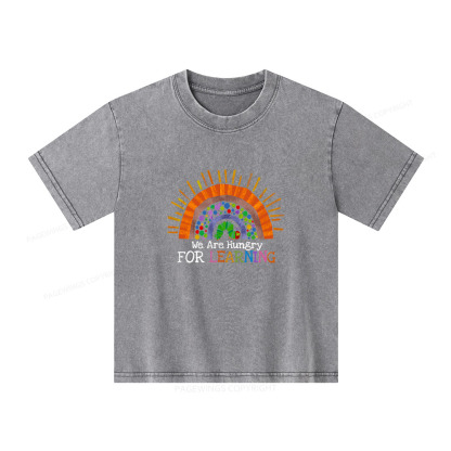 Pagewings We Are Hungry For Learning Unisex Kids Washed T-shirt