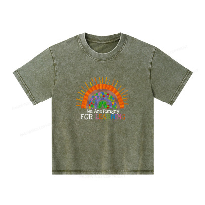 Pagewings We Are Hungry For Learning Unisex Kids Washed T-shirt