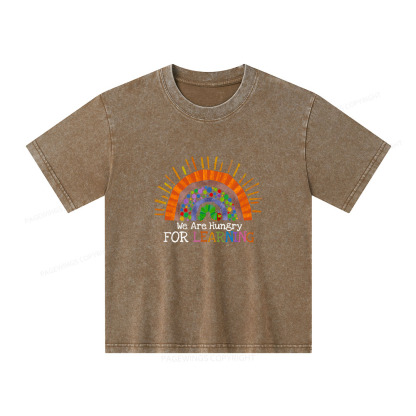 Pagewings We Are Hungry For Learning Unisex Kids Washed T-shirt