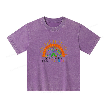 Pagewings We Are Hungry For Learning Unisex Kids Washed T-shirt