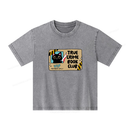Pagewings True Crime Book Club Unisex Kids Washed T-shirt