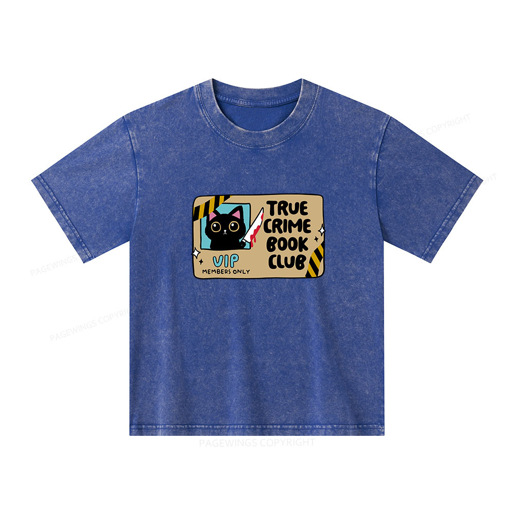 Pagewings True Crime Book Club Unisex Kids Washed T-shirt