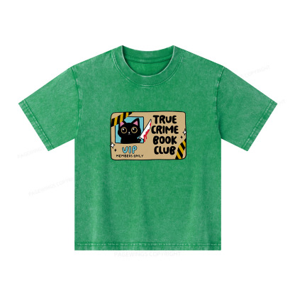 Pagewings True Crime Book Club Unisex Kids Washed T-shirt