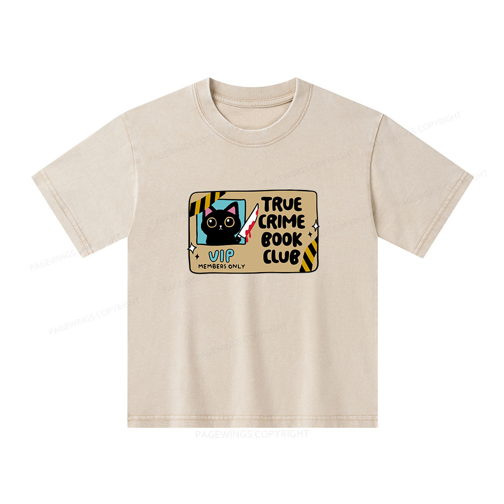 Pagewings True Crime Book Club Unisex Kids Washed T-shirt