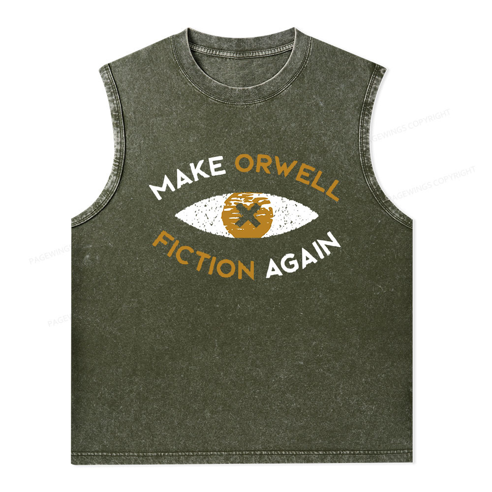 Pagewings Make Orwell Fiction Again - Dystopian Literature Philosophy Unisex Washed Tank Top