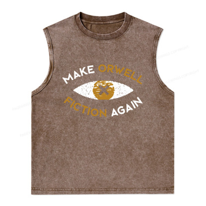 Pagewings Make Orwell Fiction Again - Dystopian Literature Philosophy  Unisex Washed Tank Top