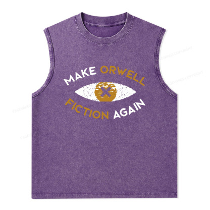 Pagewings Make Orwell Fiction Again - Dystopian Literature Philosophy  Unisex Washed Tank Top