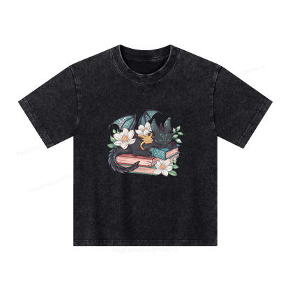 Pagewings Fantasy Book Dragon Unisex Kids Washed T-shirt