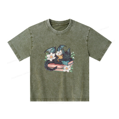 Pagewings Fantasy Book Dragon Unisex Kids Washed T-shirt