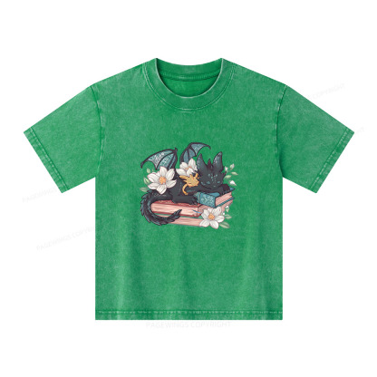 Pagewings Fantasy Book Dragon Unisex Kids Washed T-shirt