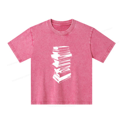 Pagewings Stack of Books Unisex Kids Washed T-shirt