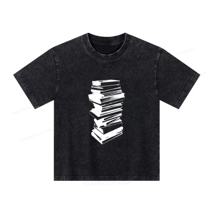 Pagewings Stack of Books Unisex Kids Washed T-shirt