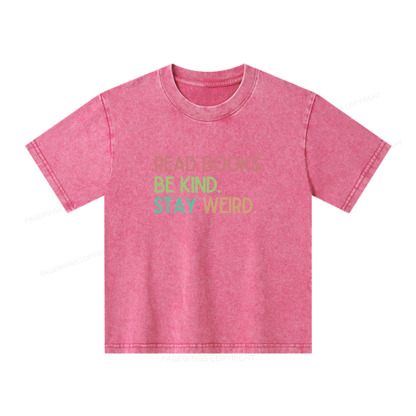 Pagewings Read Books Be Kind Stay Weird Unisex Kids Washed T-shirt