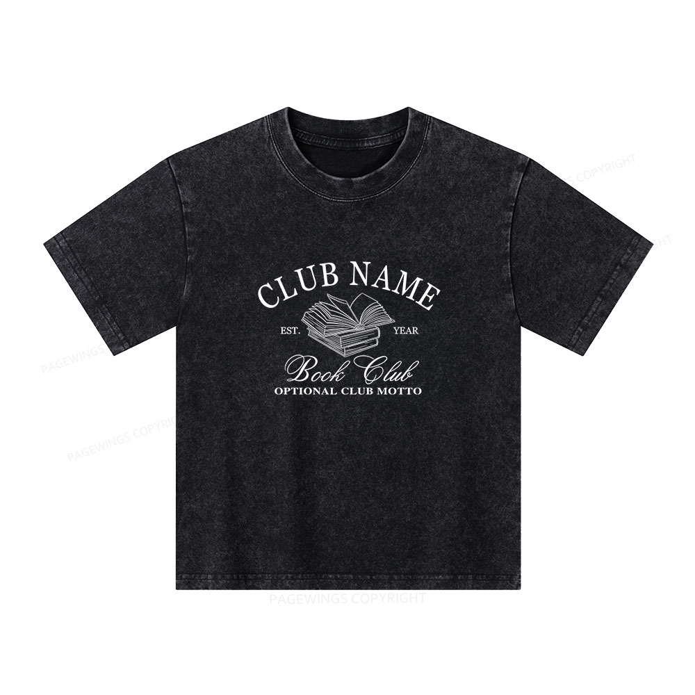 Pagewings Personalized Book Club Unisex Kids Washed T-shirt